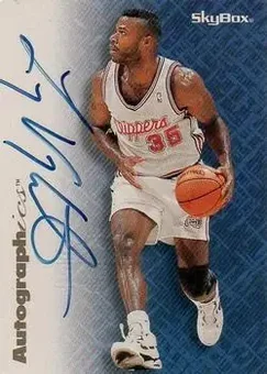 1996-97 SkyBox Premium - Autographics Blue Ink #NNO - Loy Vaught - Los Angeles Clippers