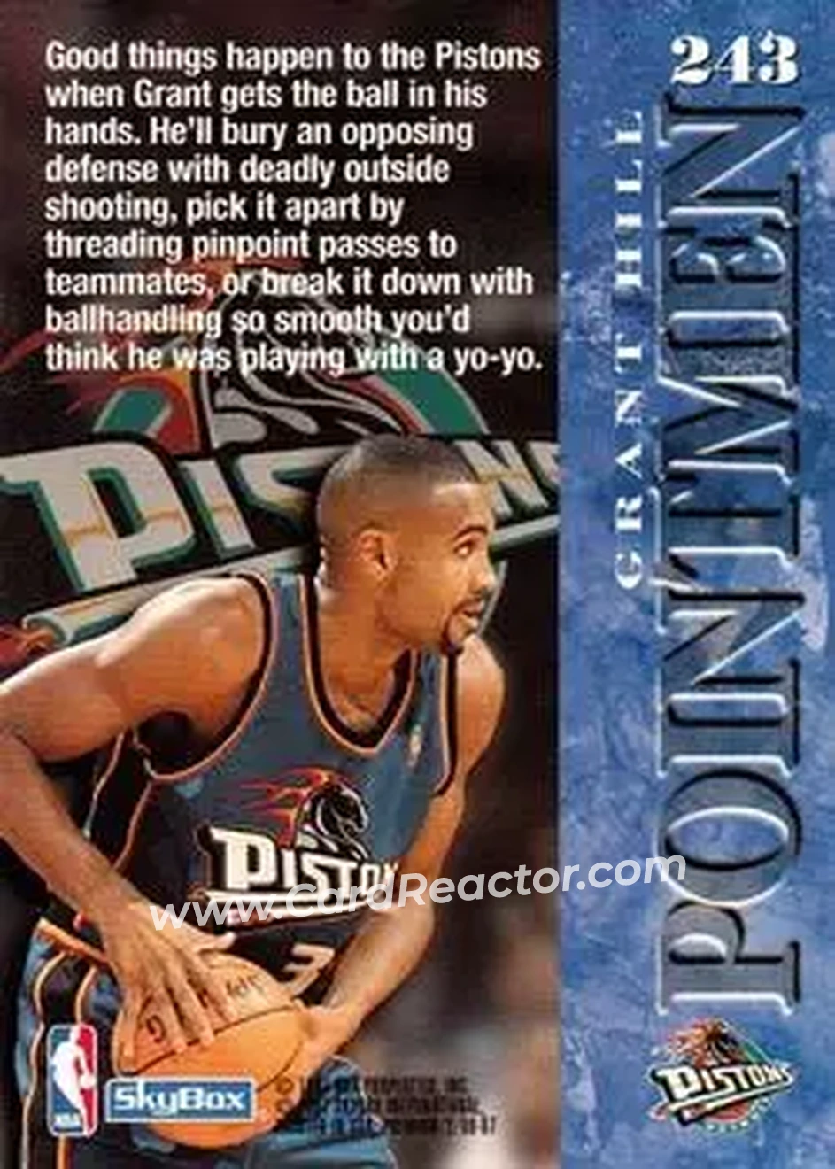 1996-97 SkyBox Premium #243 - Grant Hill - Detroit Pistons - Back