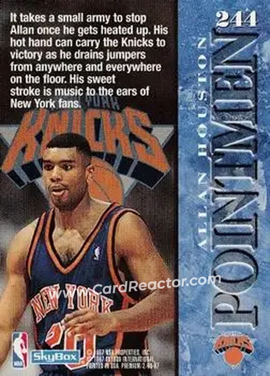 1996-97 SkyBox Premium #244 - Allan Houston - New York Knicks - Back