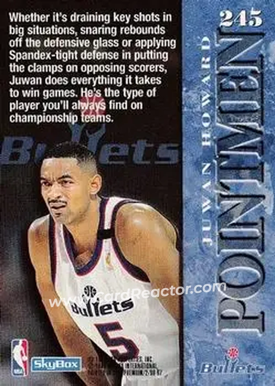 1996-97 SkyBox Premium #245 - Juwan Howard - Washington Bullets - Back