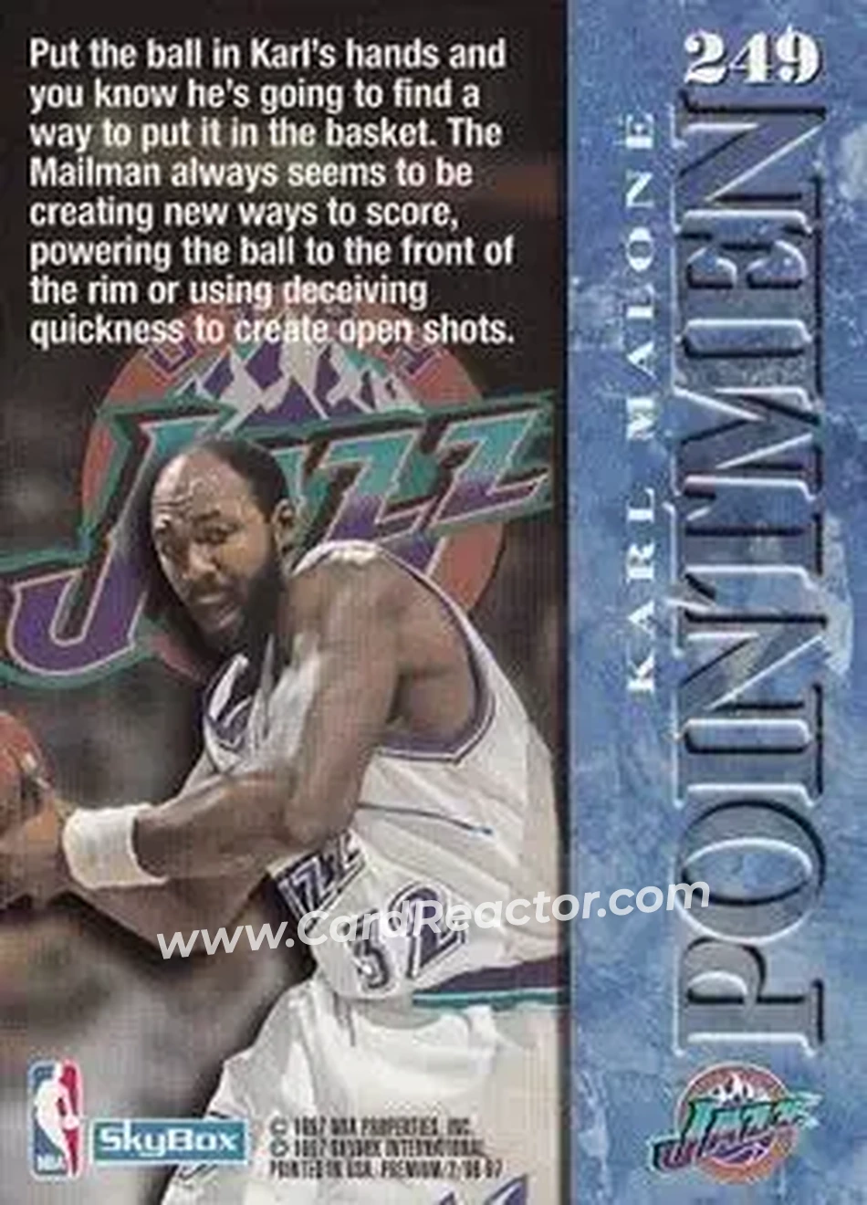 1996-97 SkyBox Premium #249 - Karl Malone - Utah Jazz - Back