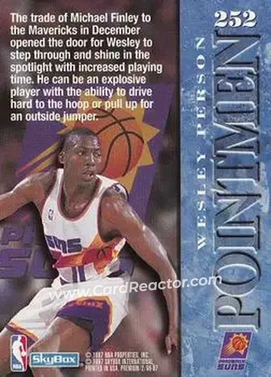 1996-97 SkyBox Premium #252 - Wesley Person - Phoenix Suns - Back