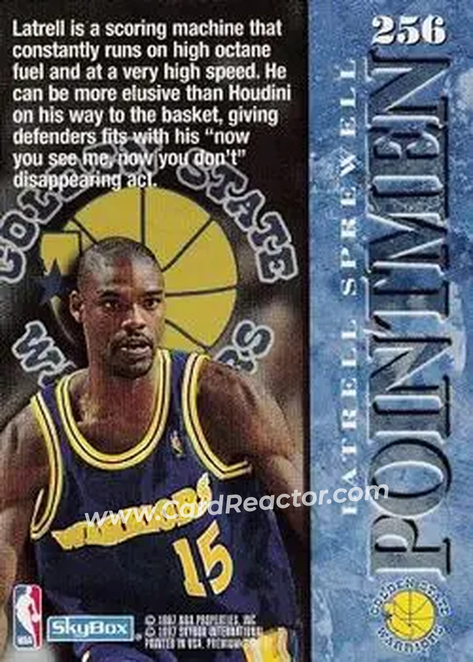 1996-97 SkyBox Premium #256 - Latrell Sprewell - Golden State Warriors - Back