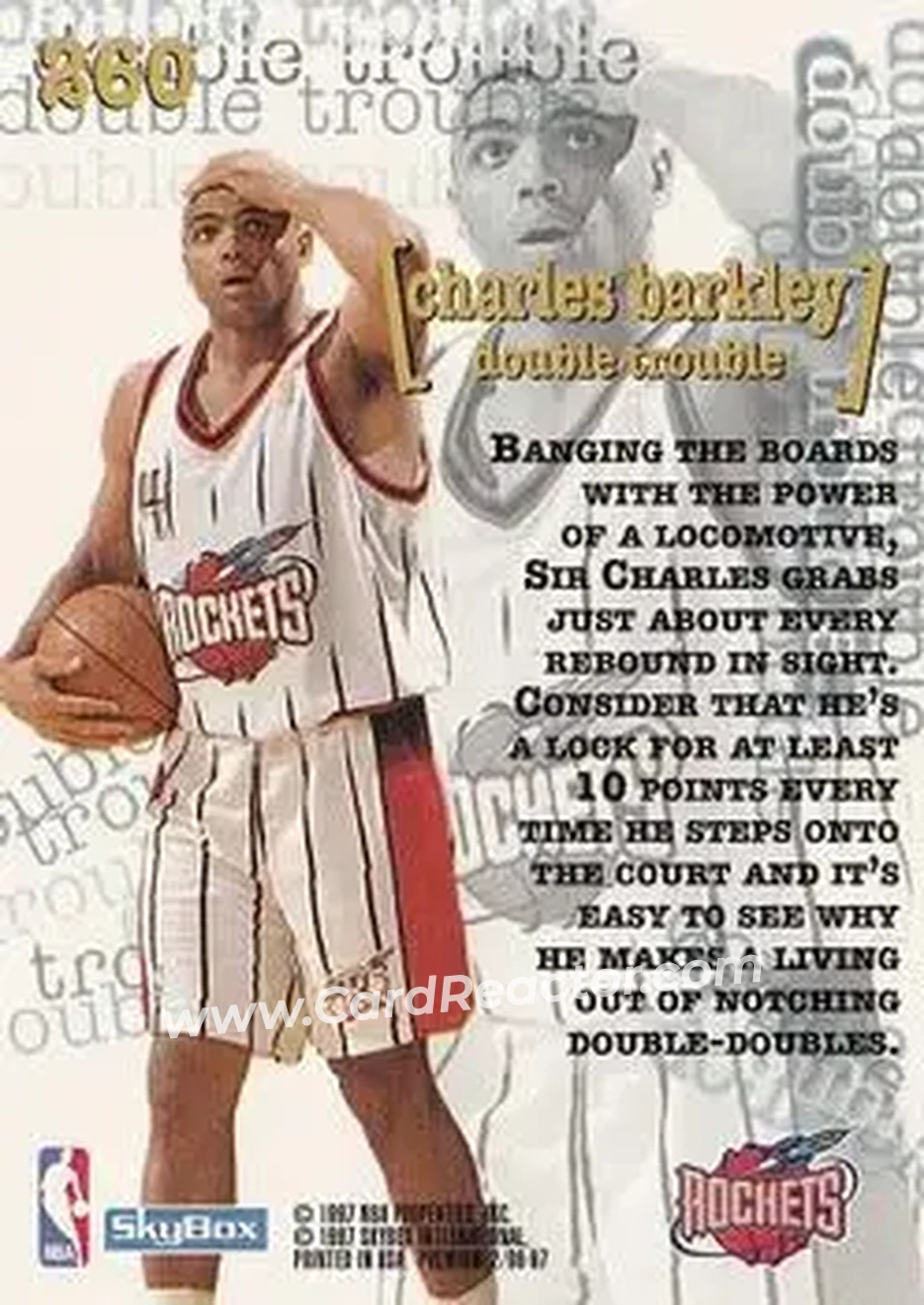 1996-97 SkyBox Premium #260 - Charles Barkley - Houston Rockets - Back