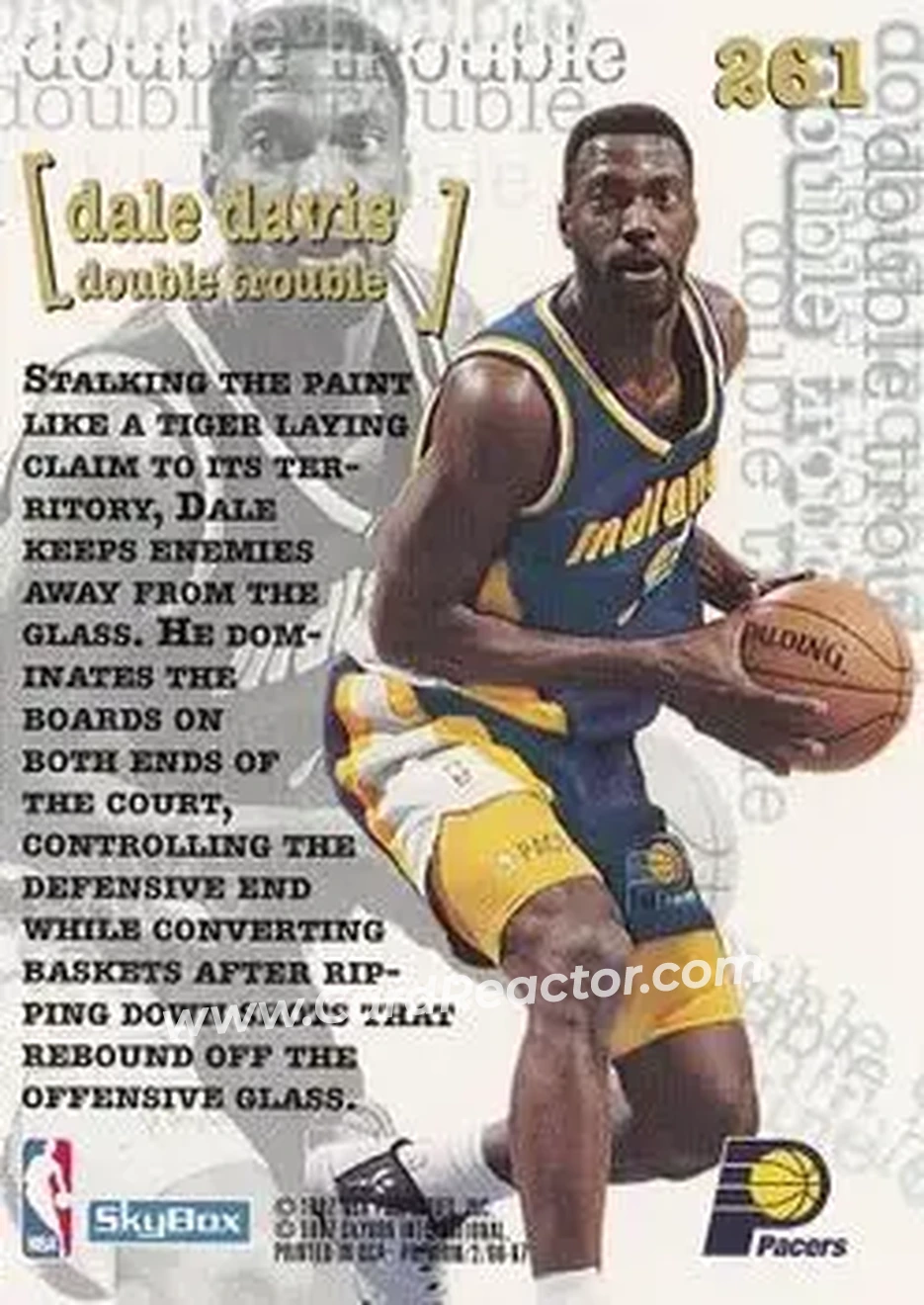 1996-97 SkyBox Premium #261 - Dale Davis - Indiana Pacers - Back