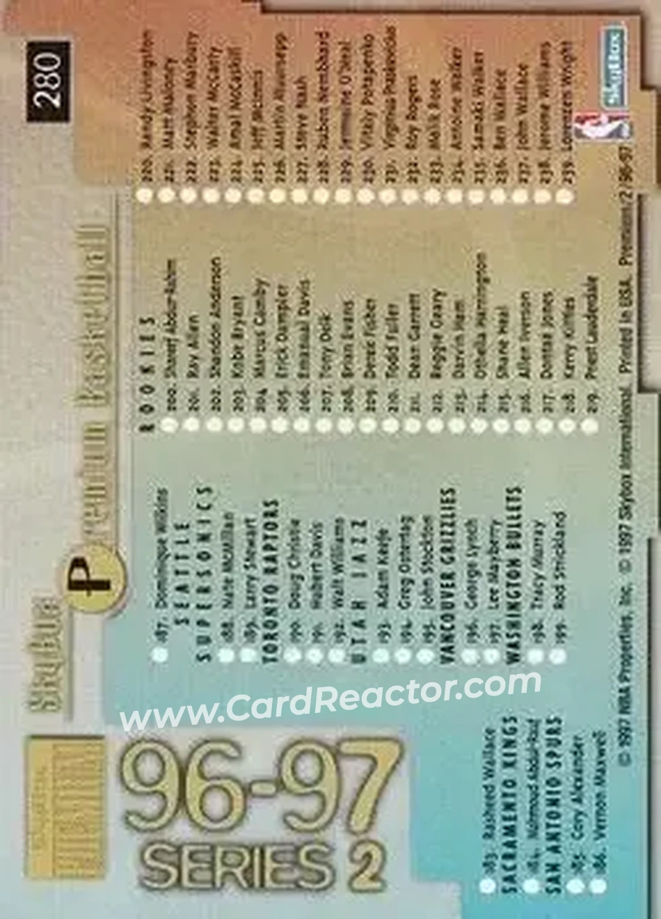 1996-97 SkyBox Premium #280 - Card #280 - Back