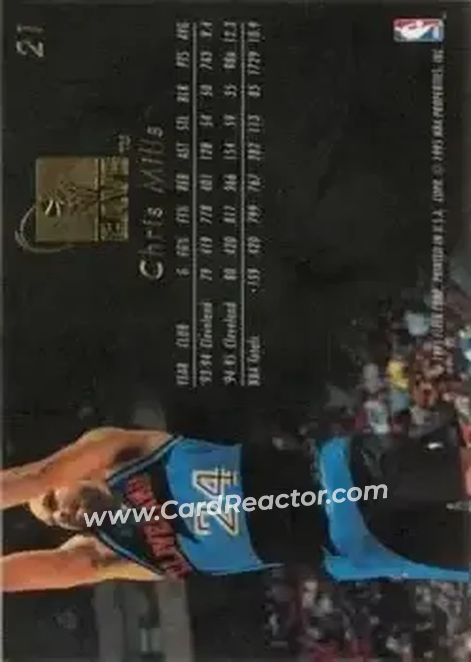 1995-96 Flair #21 - Chris Mills - Cleveland Cavaliers - Back