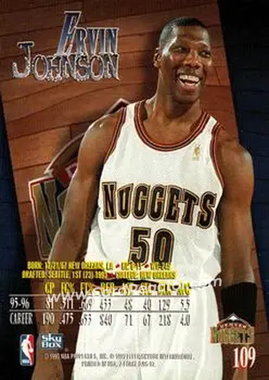 1996-97 SkyBox Z-Force #109 - Ervin Johnson - Denver Nuggets - Back