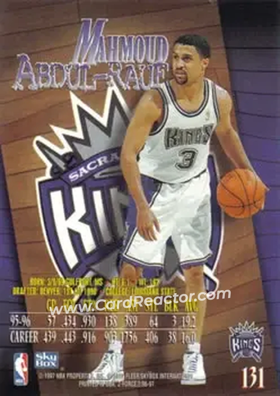 1996-97 SkyBox Z-Force #131 - Mahmoud Abdul-Rauf - Sacramento Kings - Back