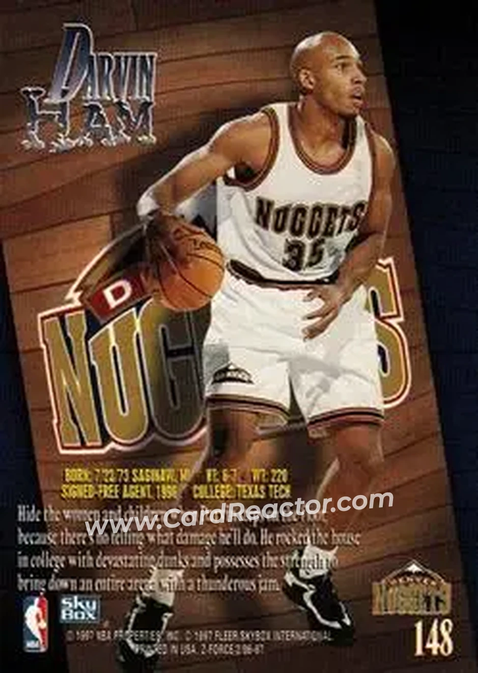 1996-97 SkyBox Z-Force #148 - Darvin Ham - Denver Nuggets - Back