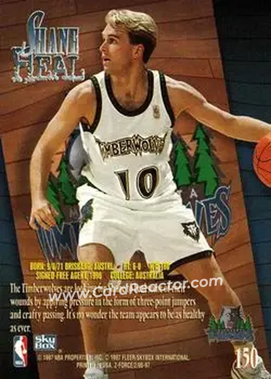 1996-97 SkyBox Z-Force #150 - Shane Heal - Minnesota Timberwolves - Back 1996-97 SkyBox Z-Force #150 - Shane Heal - Minnesota Timberwolves - Back