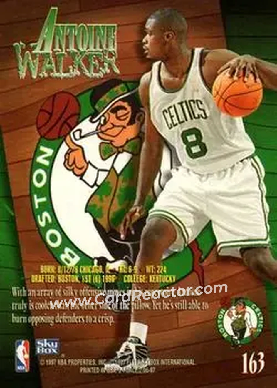 1996-97 SkyBox Z-Force #163 - Antoine Walker - Boston Celtics - Back
