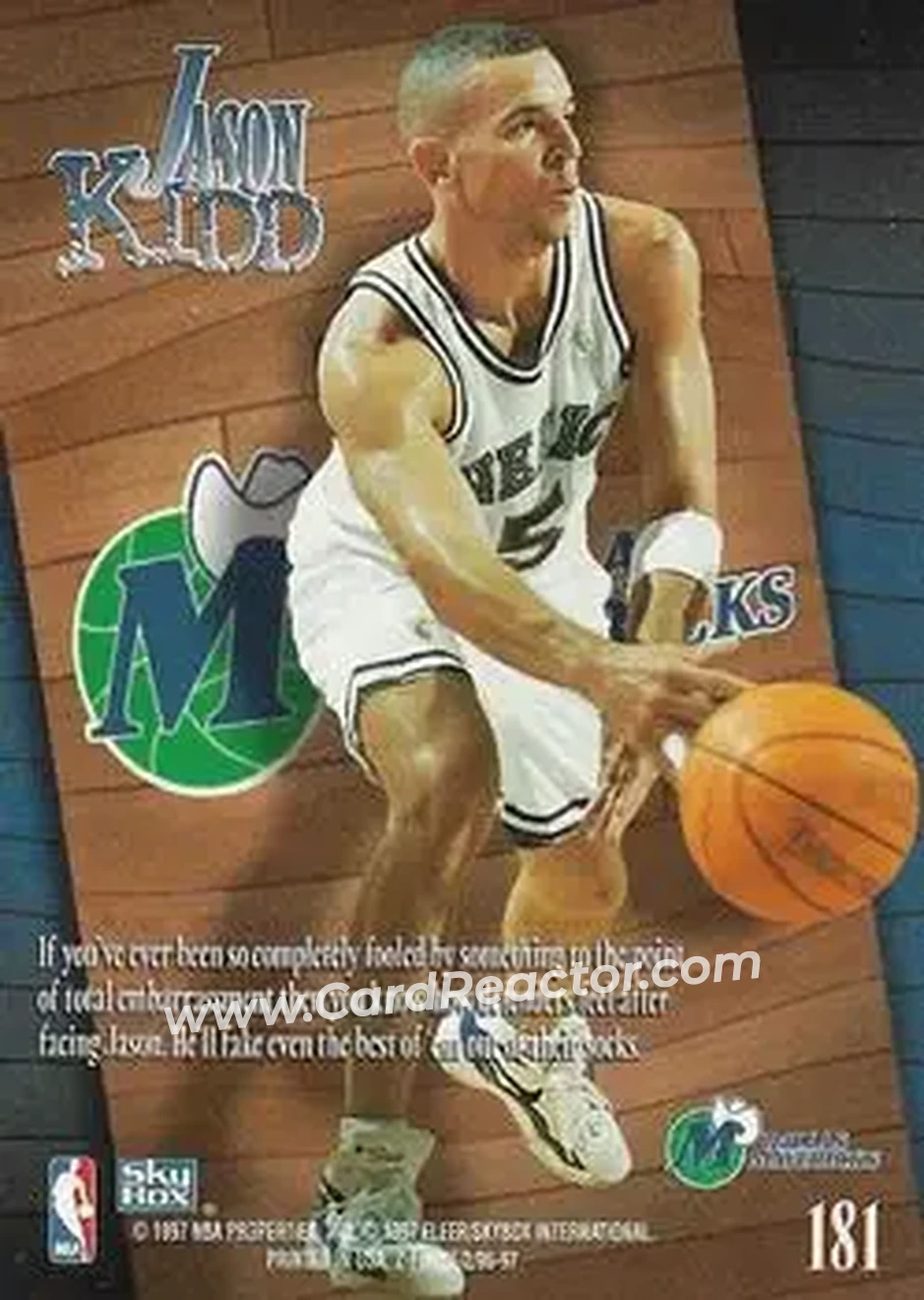 1996-97 SkyBox Z-Force #181 - Jason Kidd - Dallas Mavericks - Back