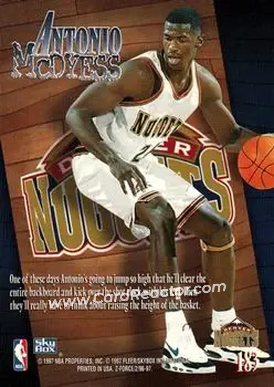 1996-97 SkyBox Z-Force #183 - Antonio McDyess - Denver Nuggets - Back