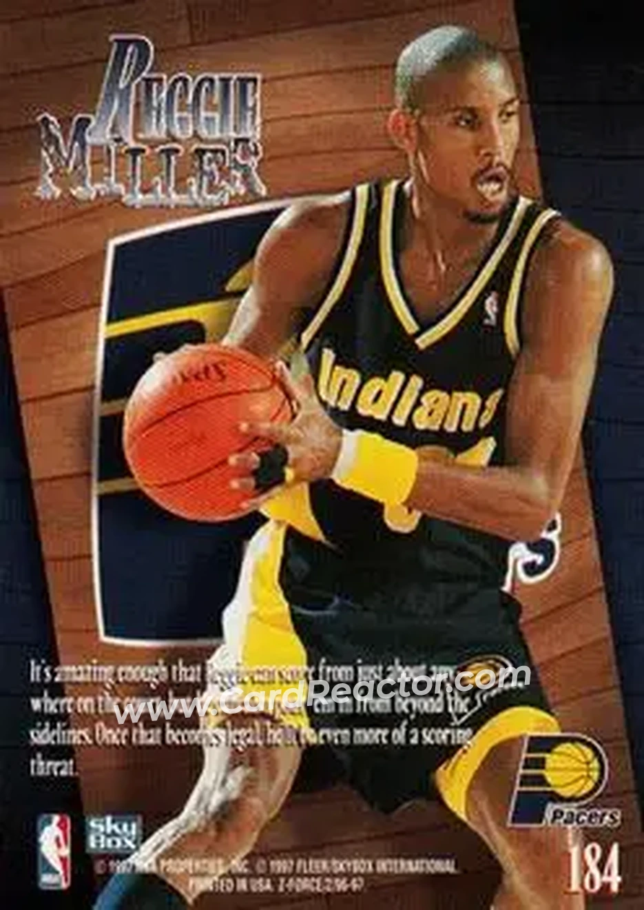 1996-97 SkyBox Z-Force #184 - Reggie Miller - Indiana Pacers - Back