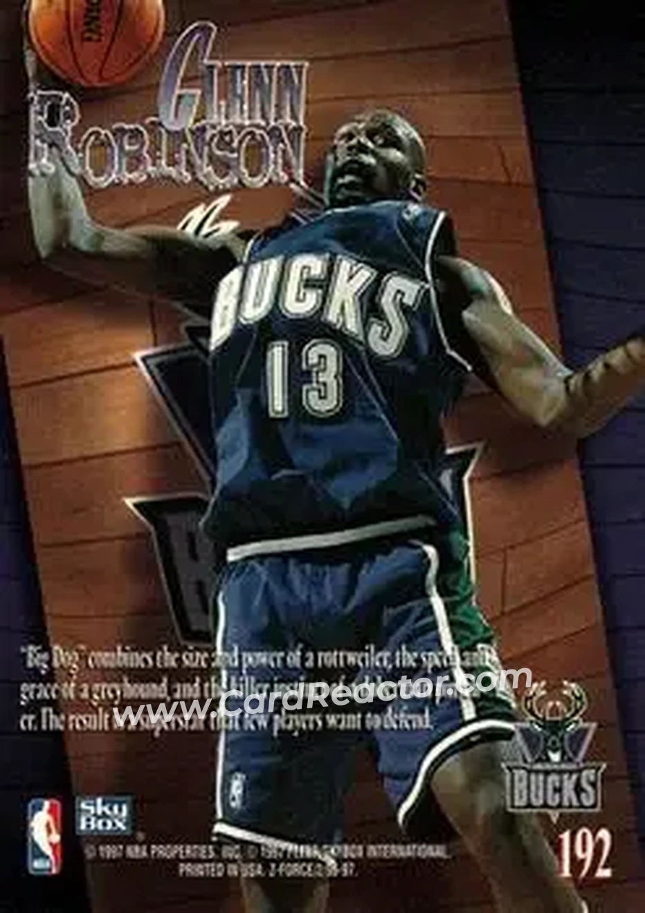 1996-97 SkyBox Z-Force #192 - Glenn Robinson - Milwaukee Bucks - Back