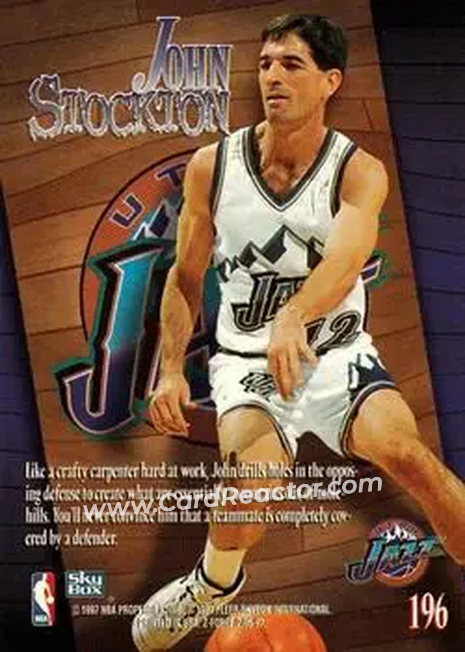 1996-97 SkyBox Z-Force #196 - John Stockton - Utah Jazz - Back 1996-97 SkyBox Z-Force #196 - John Stockton - Utah Jazz - Back