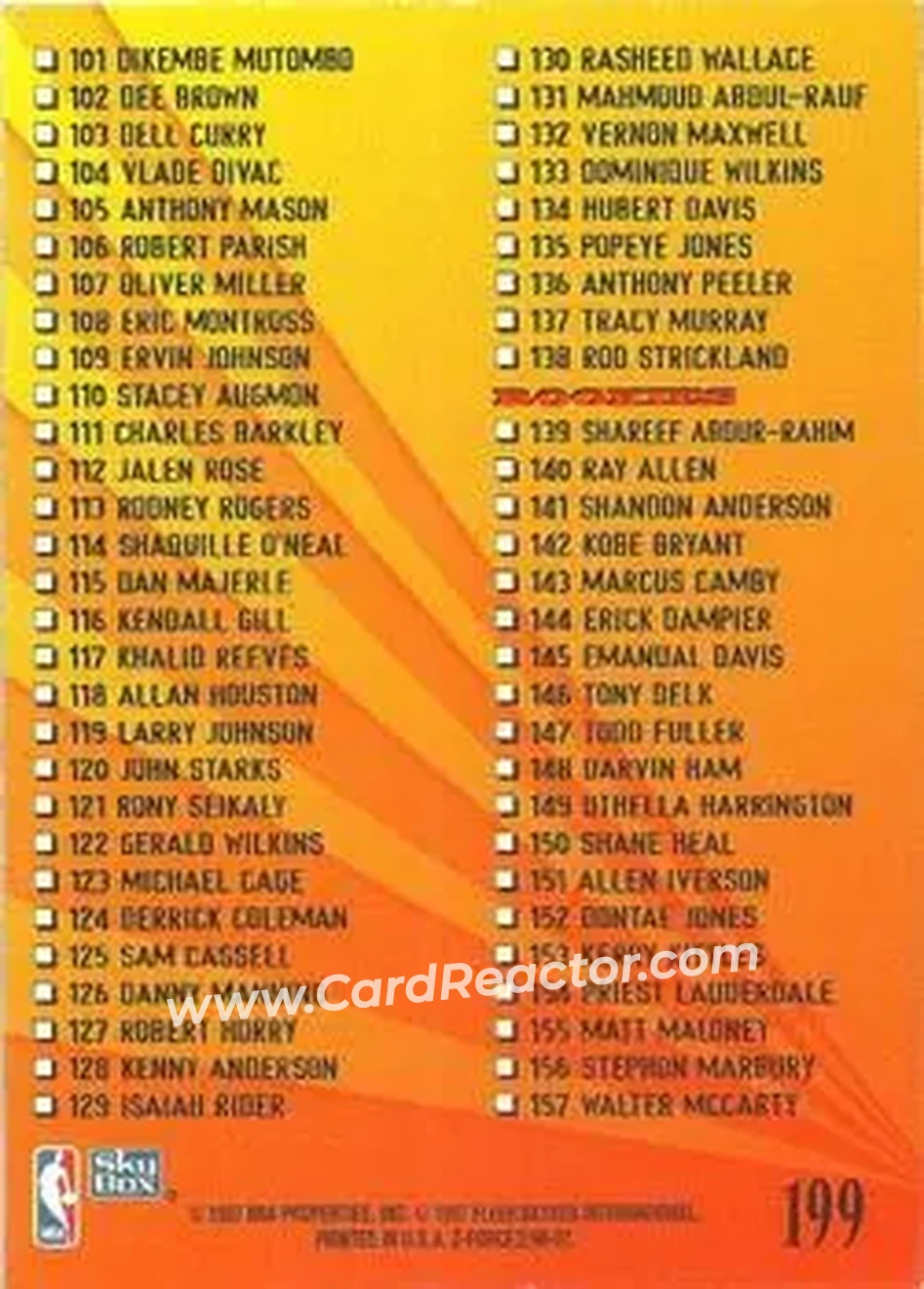 1996-97 SkyBox Z-Force #199 - Card #199 - Back