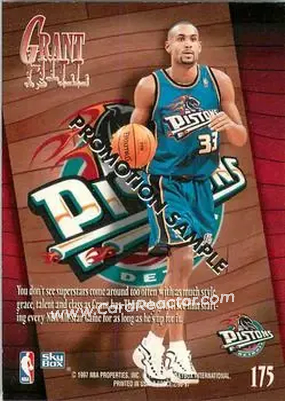 1996-97 SkyBox Z-Force #175 - Grant Hill - Detroit Pistons - Back 1996-97 SkyBox Z-Force #175 - Grant Hill - Detroit Pistons - Back