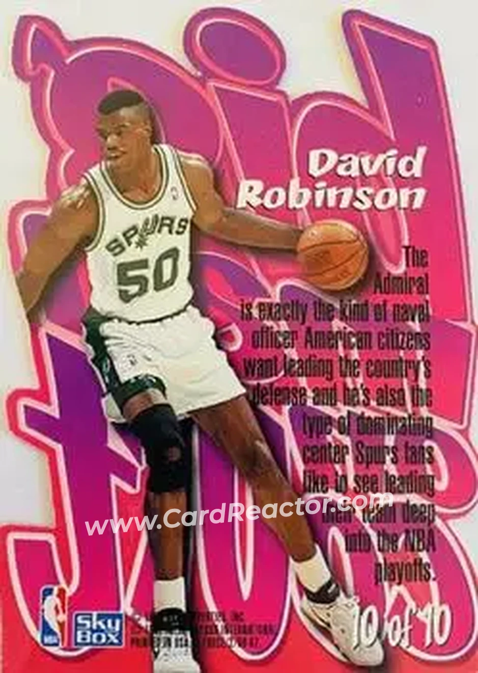 1996-97 SkyBox Z-Force - Big Man on Court (BMOC) #10 - David Robinson - San Antonio Spurs - Back