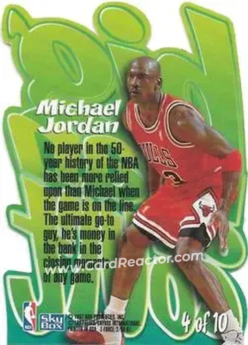 1996-97 SkyBox Z-Force - Big Man on Court (BMOC) Zpeat #4 - Michael Jordan - Chicago Bulls - Back