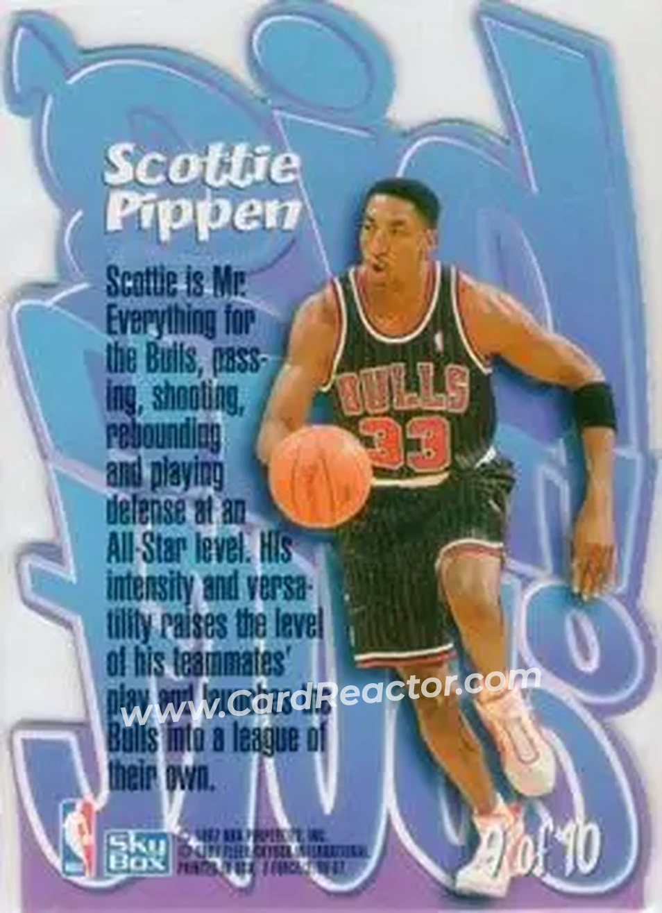 1996-97 SkyBox Z-Force - Big Man on Court (BMOC) Zpeat #9 - Scottie Pippen - Chicago Bulls - Back