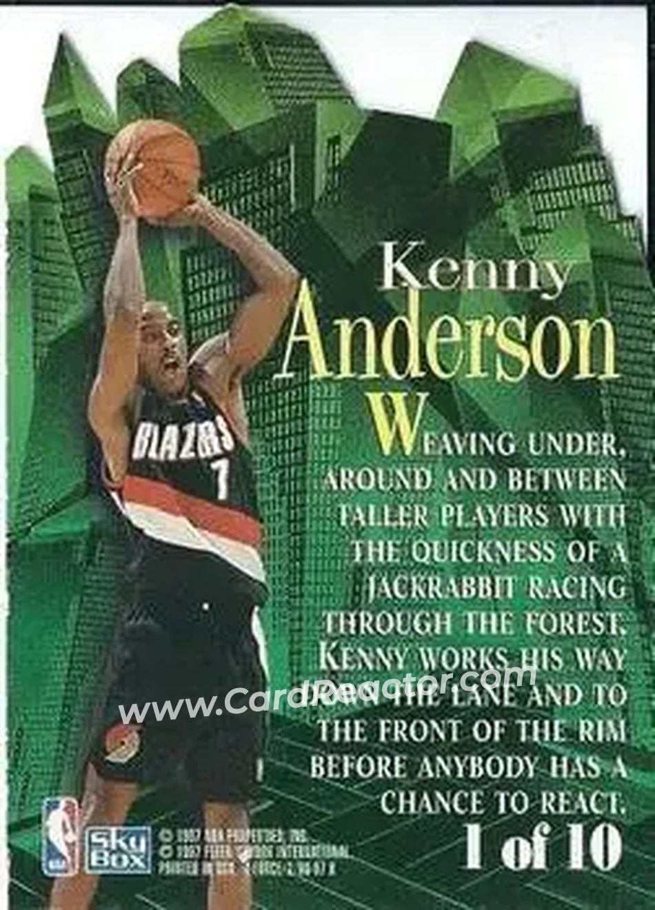 1996-97 SkyBox Z-Force - Little Big Men #1 - Kenny Anderson - Portland Trail Blazers - Back