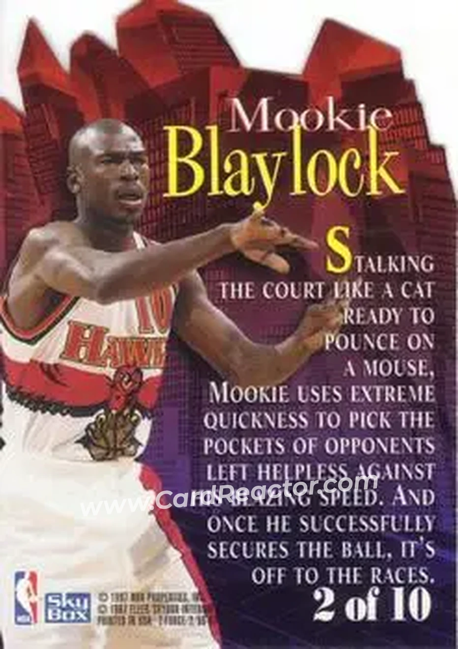 1996-97 SkyBox Z-Force - Little Big Men #2 - Mookie Blaylock - Atlanta Hawks - Back