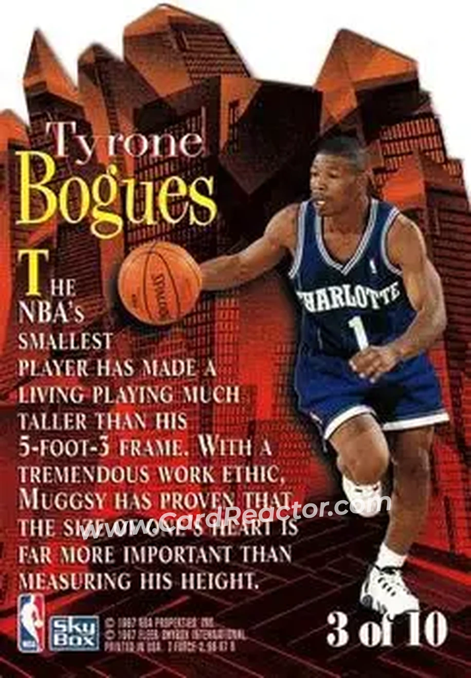 1996-97 SkyBox Z-Force - Little Big Men #3 - Muggsy Bogues - Charlotte Hornets - Back