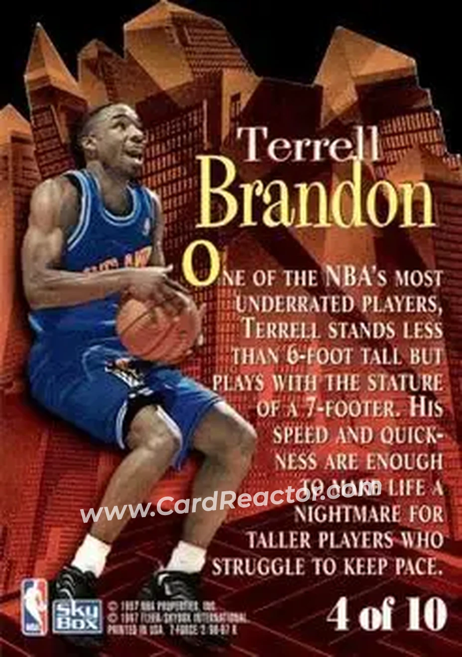 1996-97 SkyBox Z-Force - Little Big Men #4 - Terrell Brandon - Cleveland Cavaliers - Back