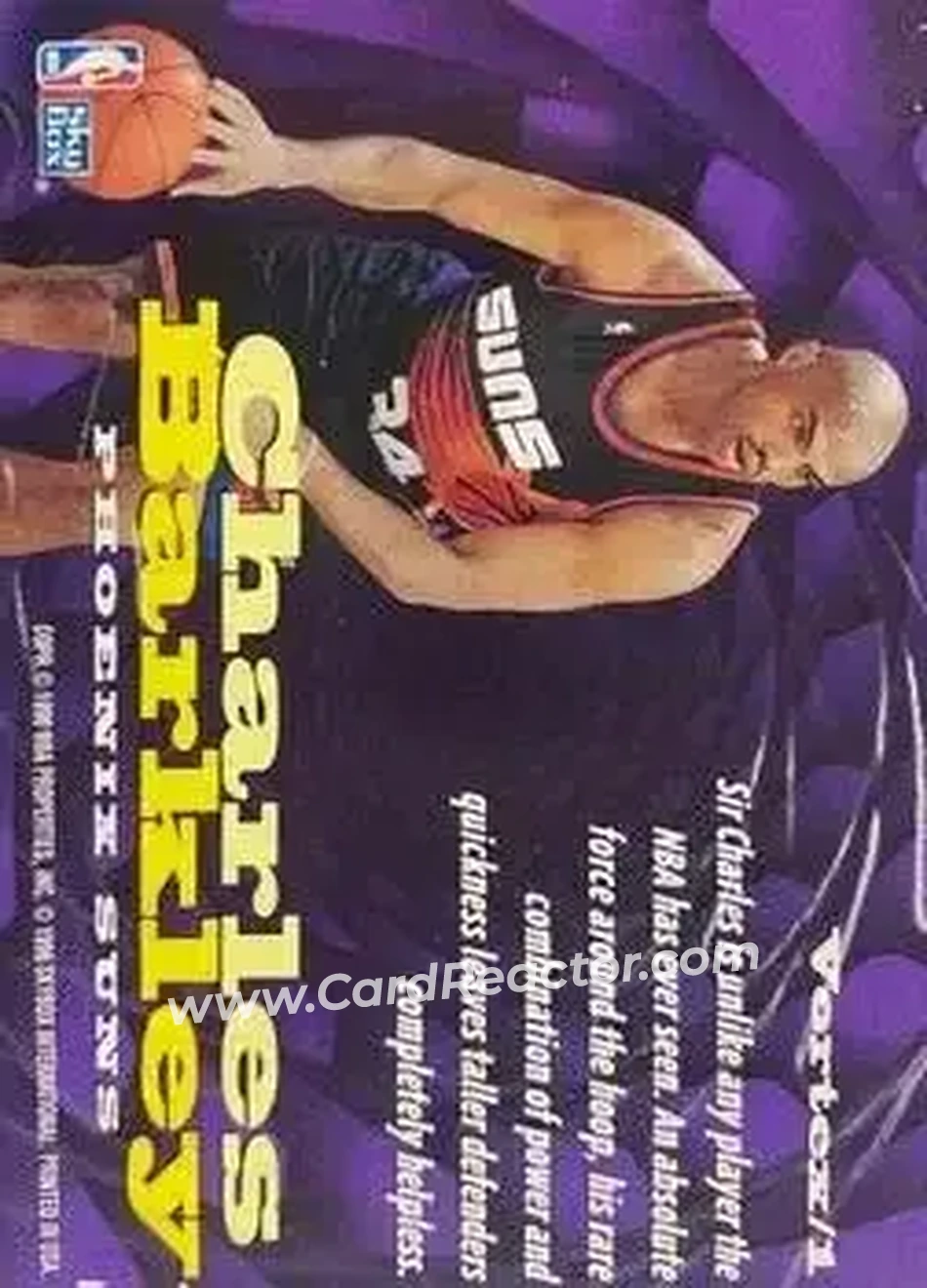 1996-97 SkyBox Z-Force - Vortex #Vortex/1 - Charles Barkley - Phoenix Suns - Back 1996-97 SkyBox Z-Force - Vortex #Vortex/1 - Charles Barkley - Phoenix Suns - Back