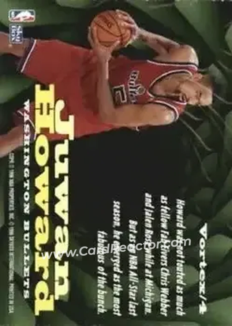 1996-97 SkyBox Z-Force - Vortex #Vortex/4 - Juwan Howard - Washington Bullets - Back 1996-97 SkyBox Z-Force - Vortex #Vortex/4 - Juwan Howard - Washington Bullets - Back