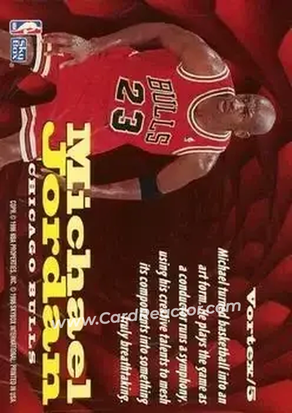1996-97 SkyBox Z-Force - Vortex #Vortex/5 - Michael Jordan - Chicago Bulls - Back 1996-97 SkyBox Z-Force - Vortex #Vortex/5 - Michael Jordan - Chicago Bulls - Back