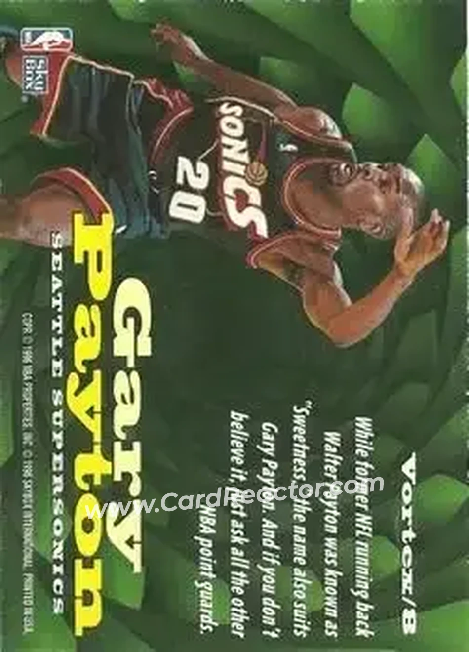 1996-97 SkyBox Z-Force - Vortex #Vortex/8 - Gary Payton - Seattle SuperSonics - Back 1996-97 SkyBox Z-Force - Vortex #Vortex/8 - Gary Payton - Seattle SuperSonics - Back