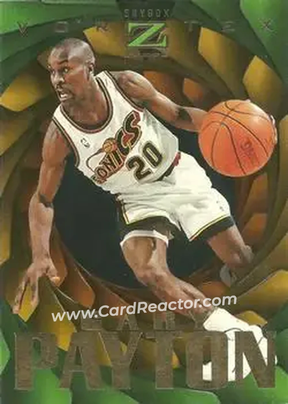 1996-97 SkyBox Z-Force - Vortex #Vortex/8 - Gary Payton - Seattle SuperSonics - Front 1996-97 SkyBox Z-Force - Vortex #Vortex/8 - Gary Payton - Seattle SuperSonics - Front