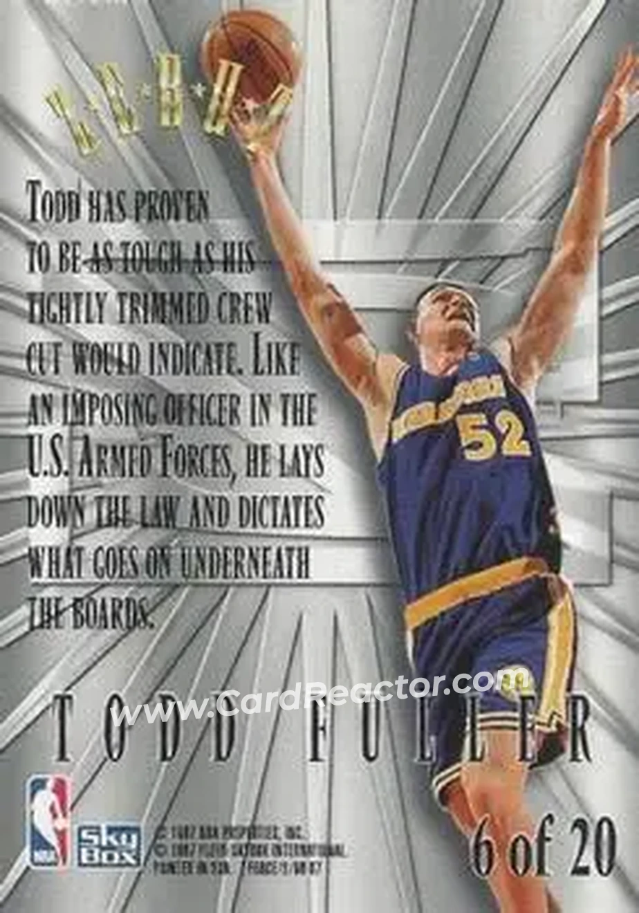 1996-97 SkyBox Z-Force - Zebut #6 - Todd Fuller - Golden State Warriors - Back