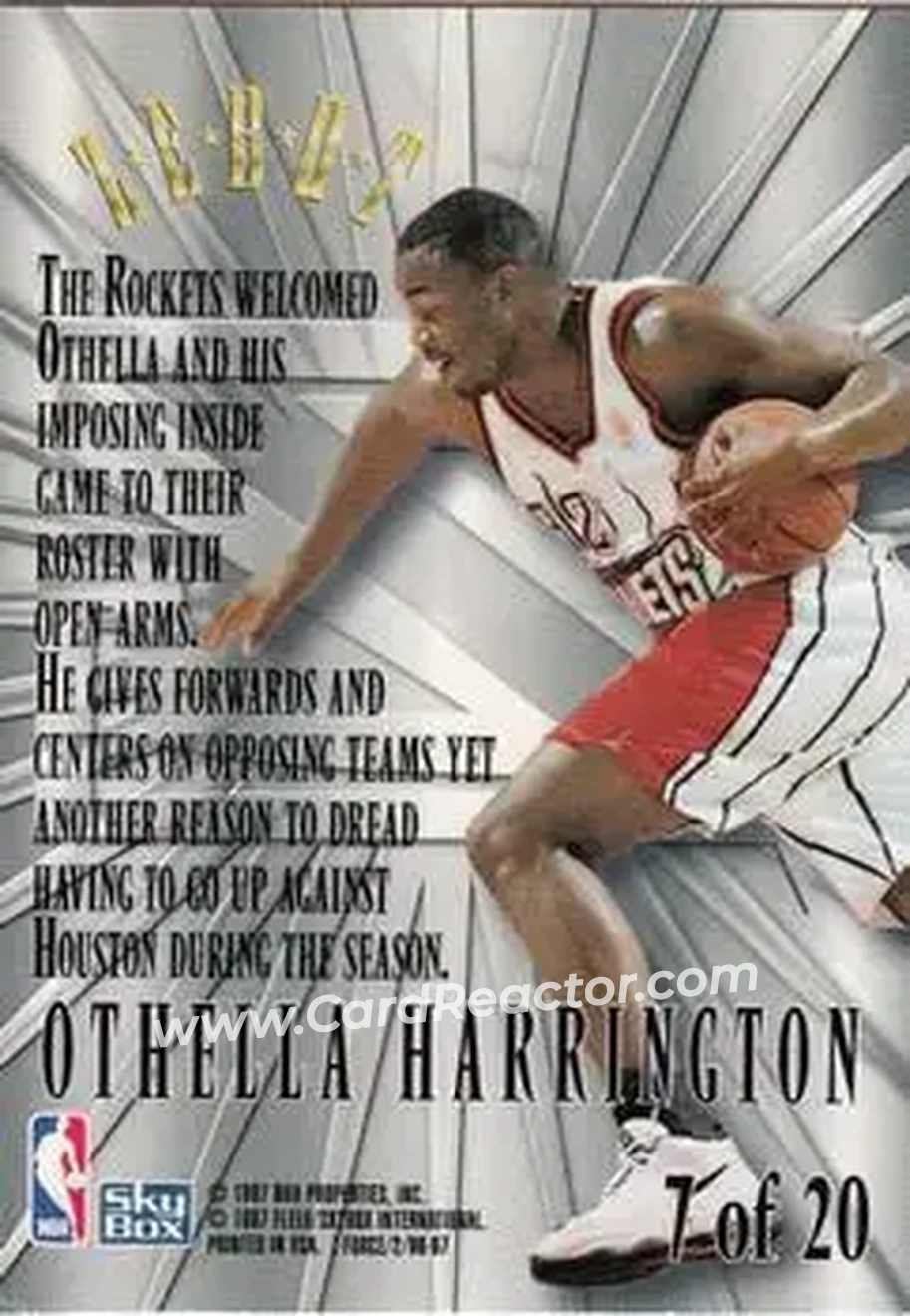 1996-97 SkyBox Z-Force - Zebut #7 - Othella Harrington - Houston Rockets - Back
