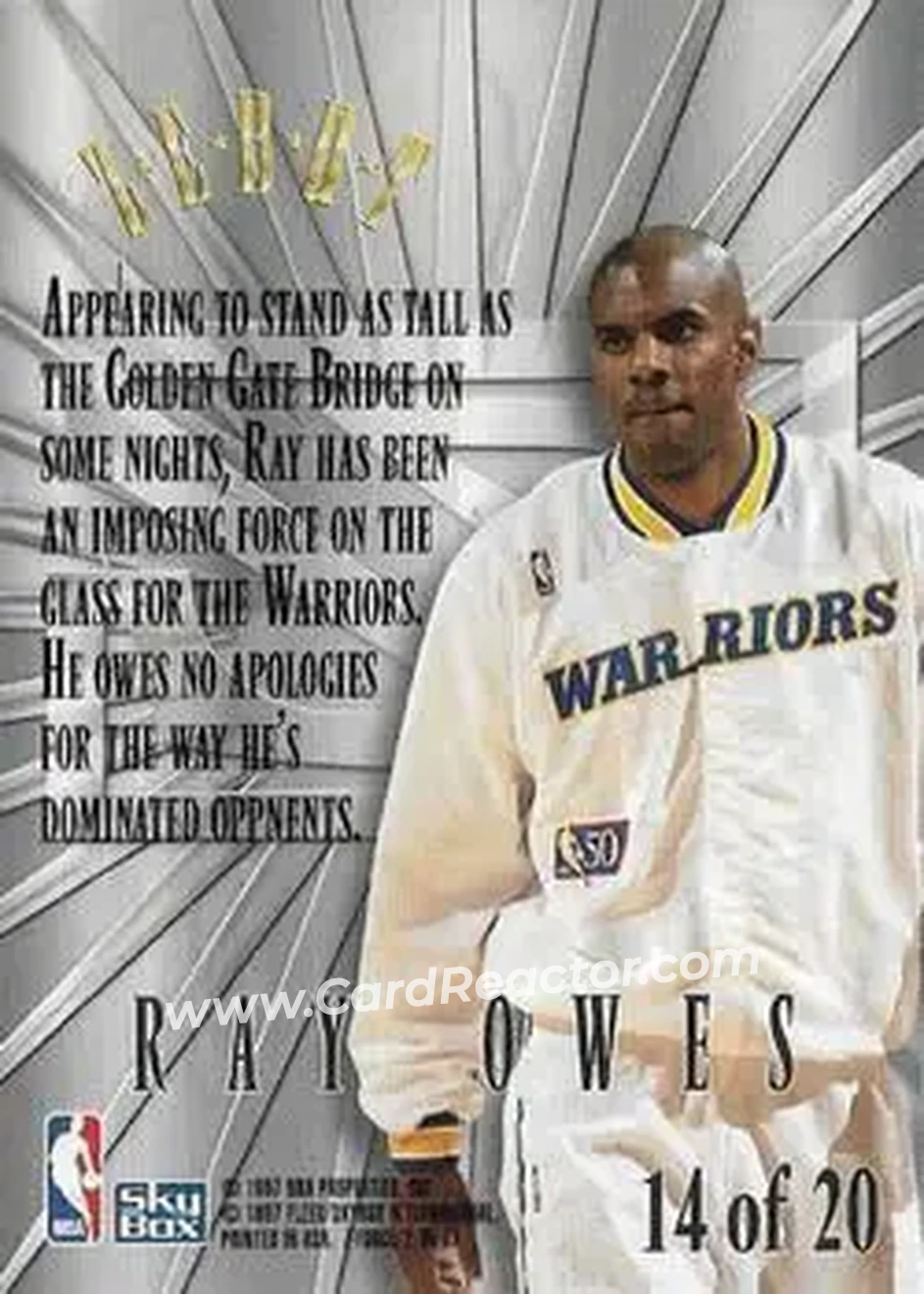 1996-97 SkyBox Z-Force - Zebut #14 - Ray Owes - Golden State Warriors - Back