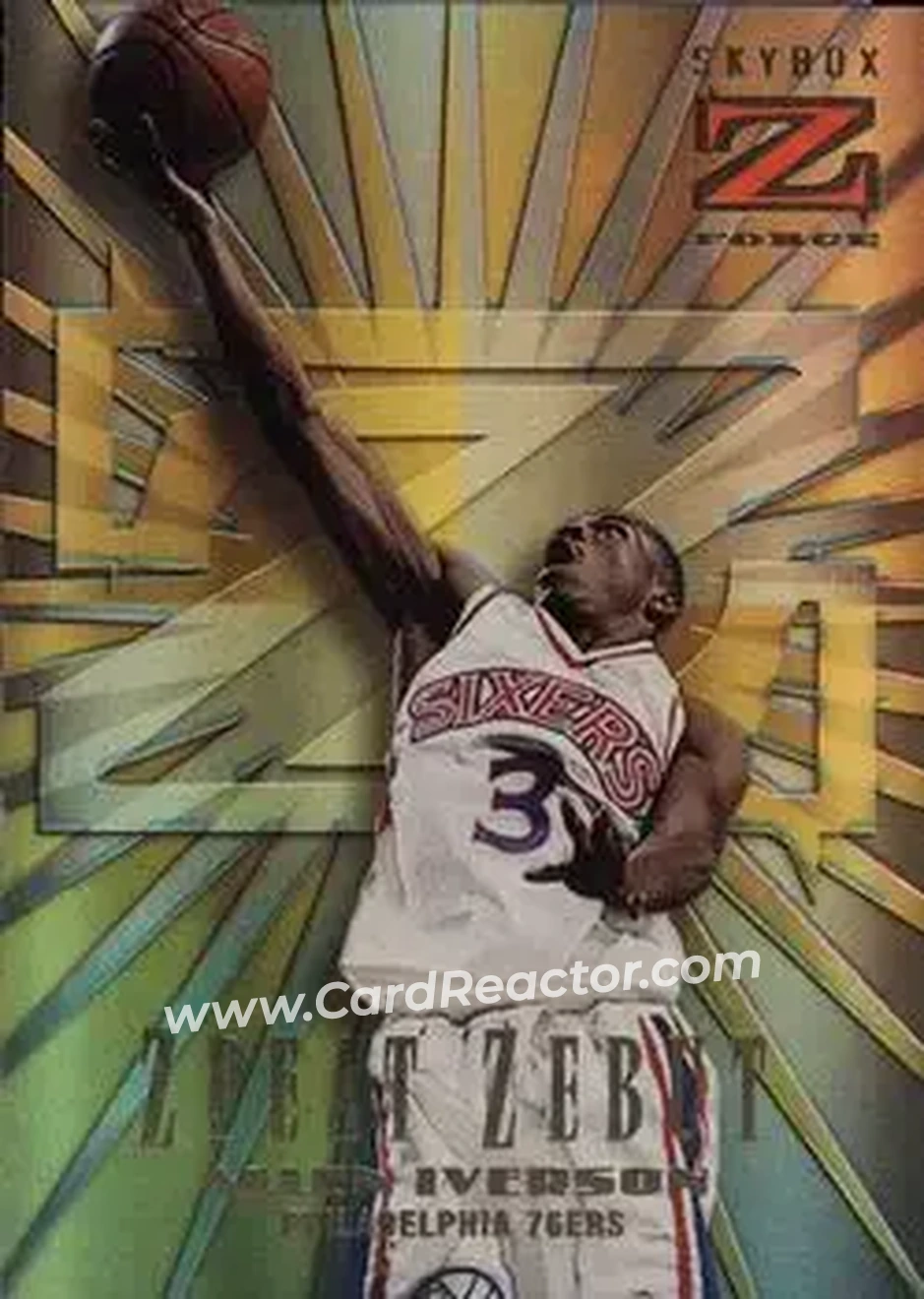 1996-97 SkyBox Z-Force - Zebut Zpeat #8 - Allen Iverson - Philadelphia 76ers - Front