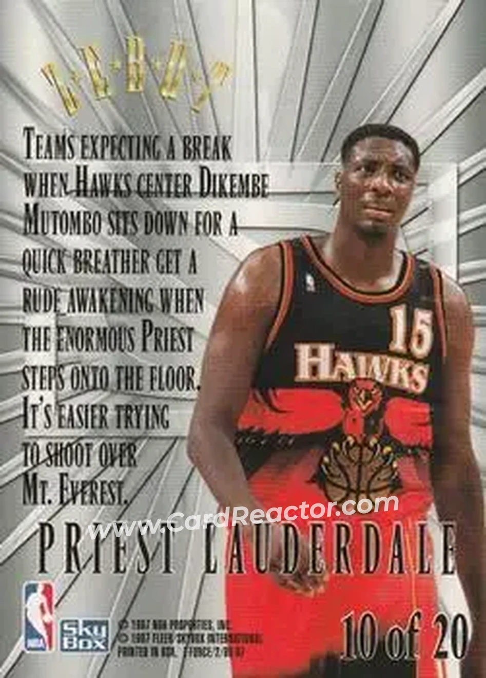 1996-97 SkyBox Z-Force - Zebut Zpeat #10 - Priest Lauderdale - Atlanta Hawks - Back