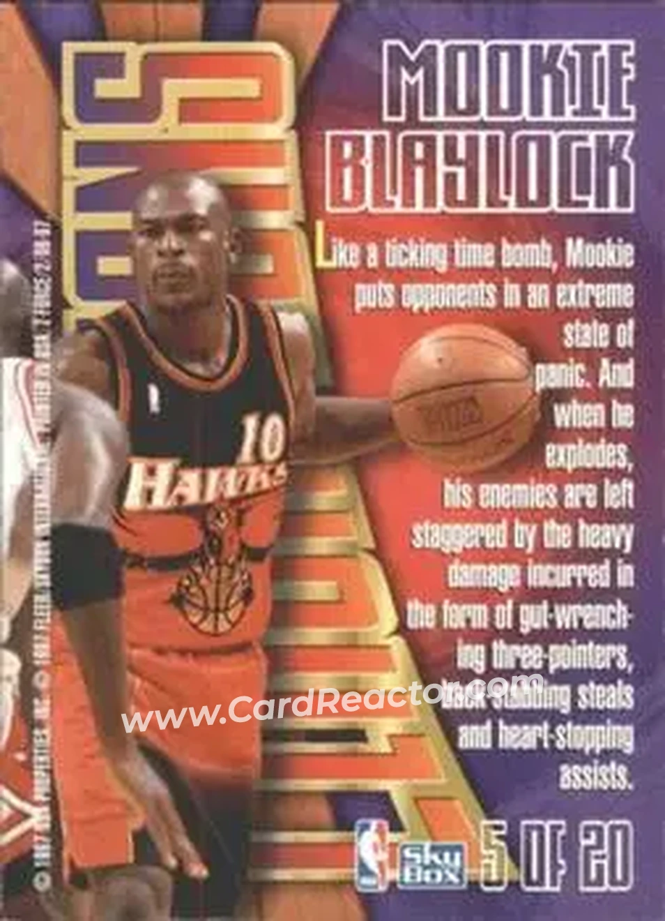 1996-97 SkyBox Z-Force - Zensations #5 - Mookie Blaylock - Atlanta Hawks - Back
