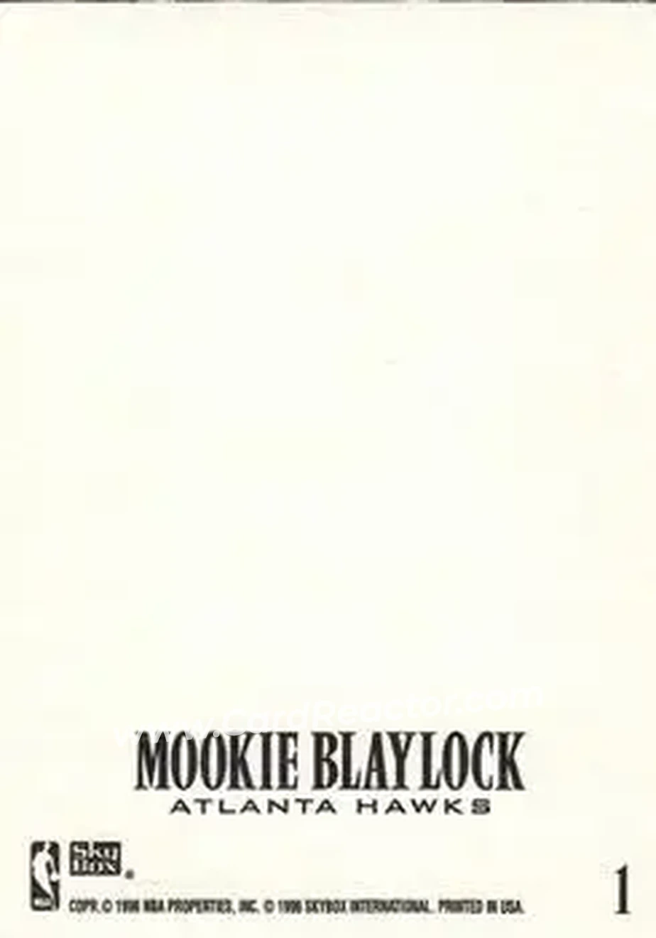 1996-97 SkyBox Z-Force - Z-Cling #1 - Mookie Blaylock - Atlanta Hawks - Back