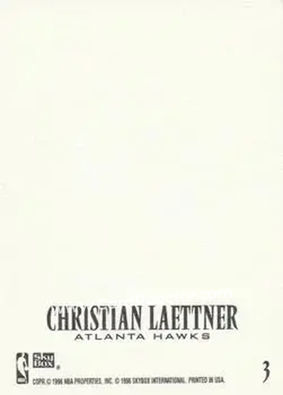 1996-97 SkyBox Z-Force - Z-Cling #3 - Christian Laettner - Atlanta Hawks - Back