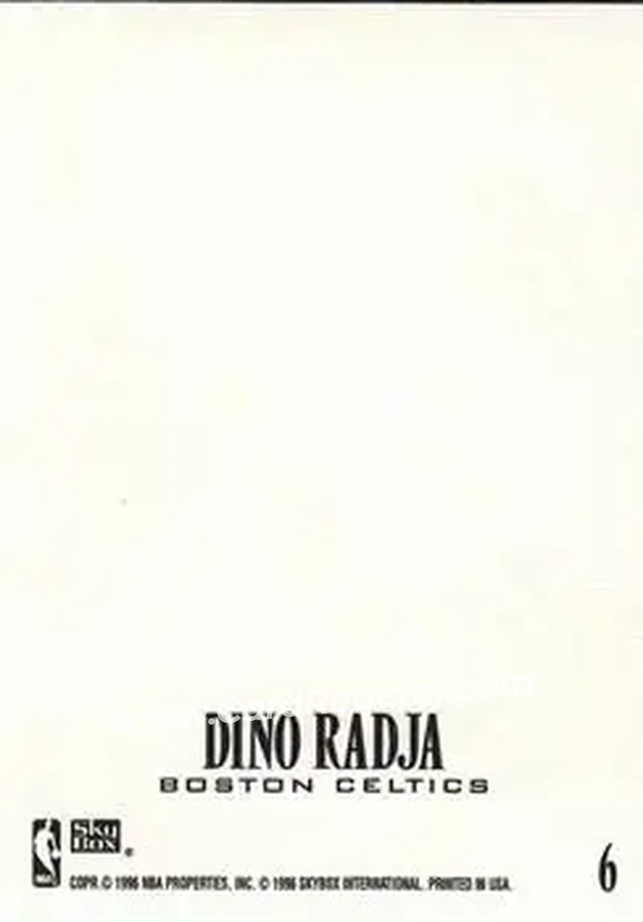 1996-97 SkyBox Z-Force - Z-Cling #6 - Dino Radja - Boston Celtics - Back