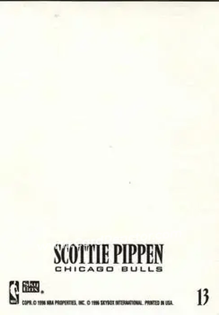 1996-97 SkyBox Z-Force - Z-Cling #13 - Scottie Pippen - Chicago Bulls - Back