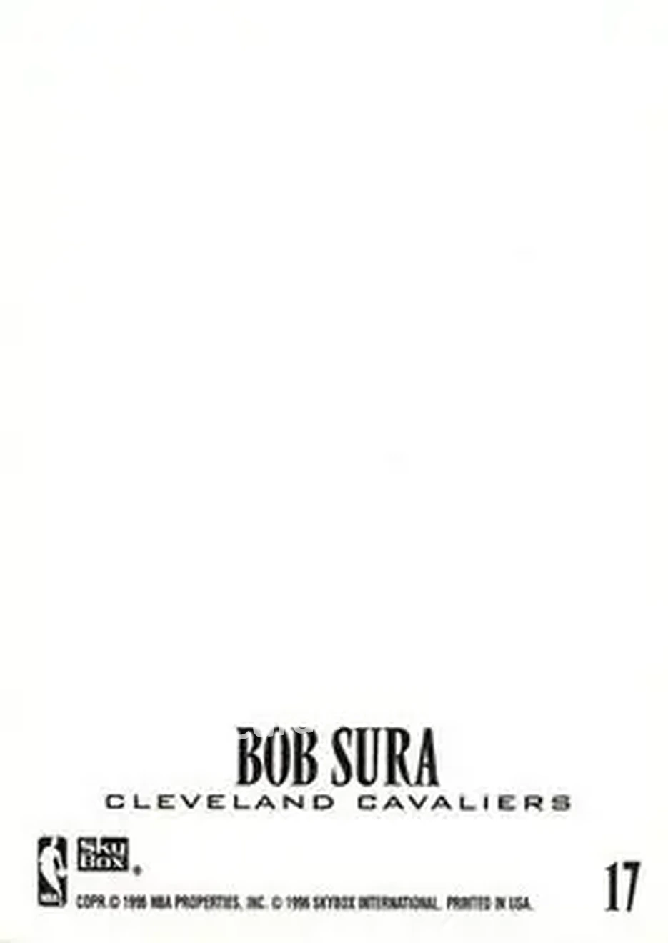 1996-97 SkyBox Z-Force - Z-Cling #17 - Bob Sura - Cleveland Cavaliers - Back