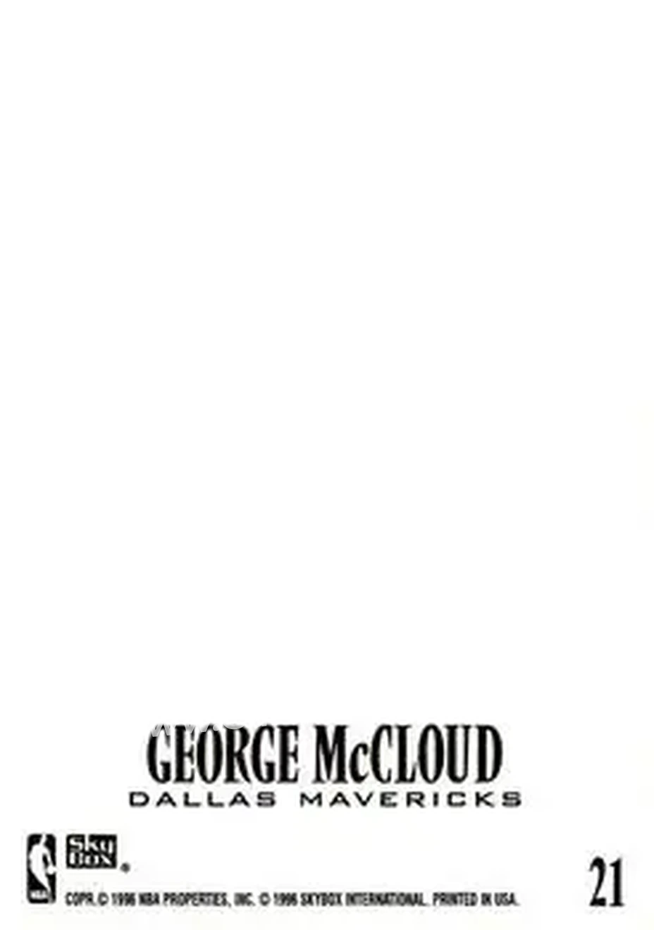 1996-97 SkyBox Z-Force - Z-Cling #21 - George McCloud - Dallas Mavericks - Back