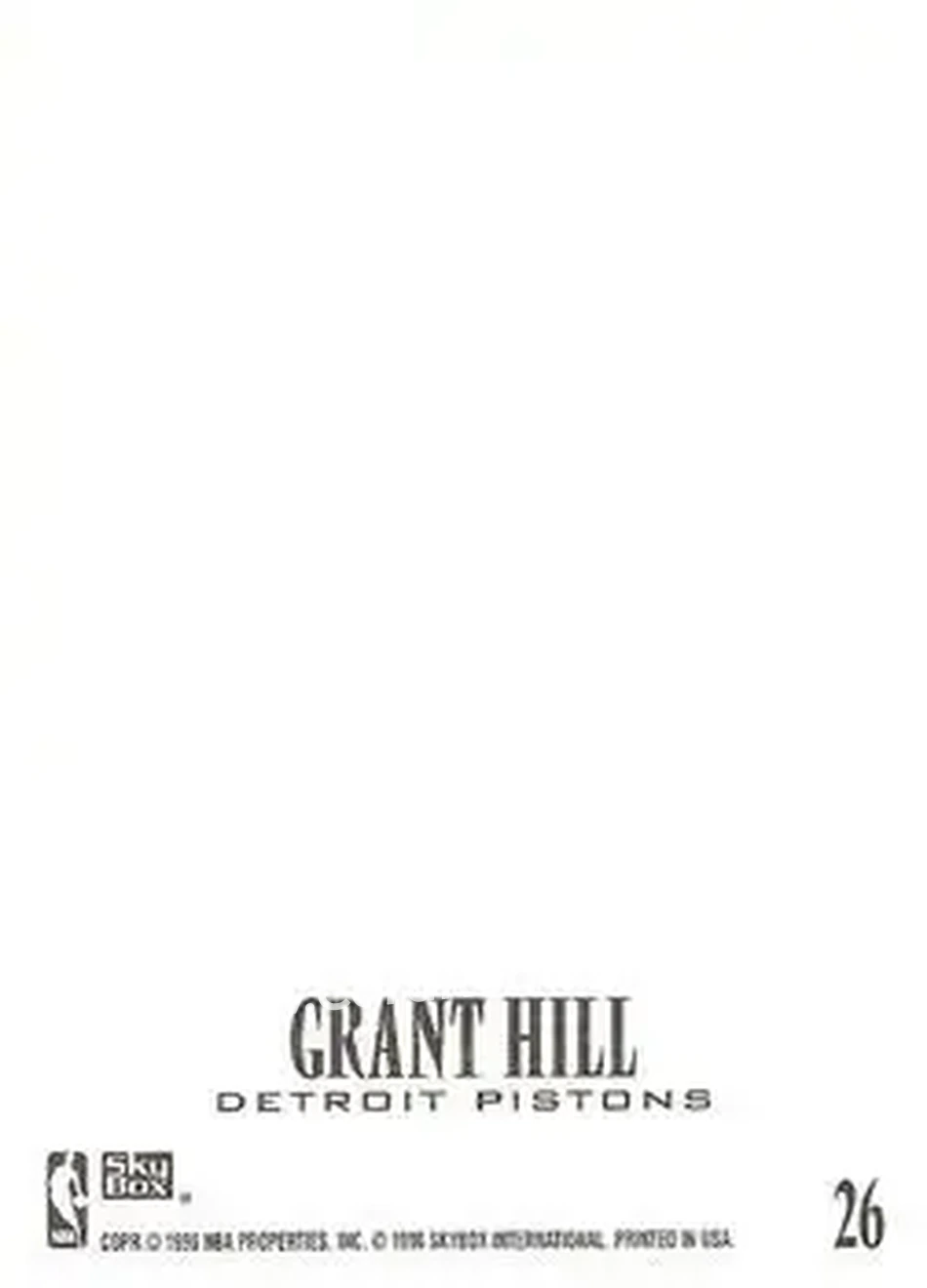 1996-97 SkyBox Z-Force - Z-Cling #26 - Grant Hill - Detroit Pistons - Back