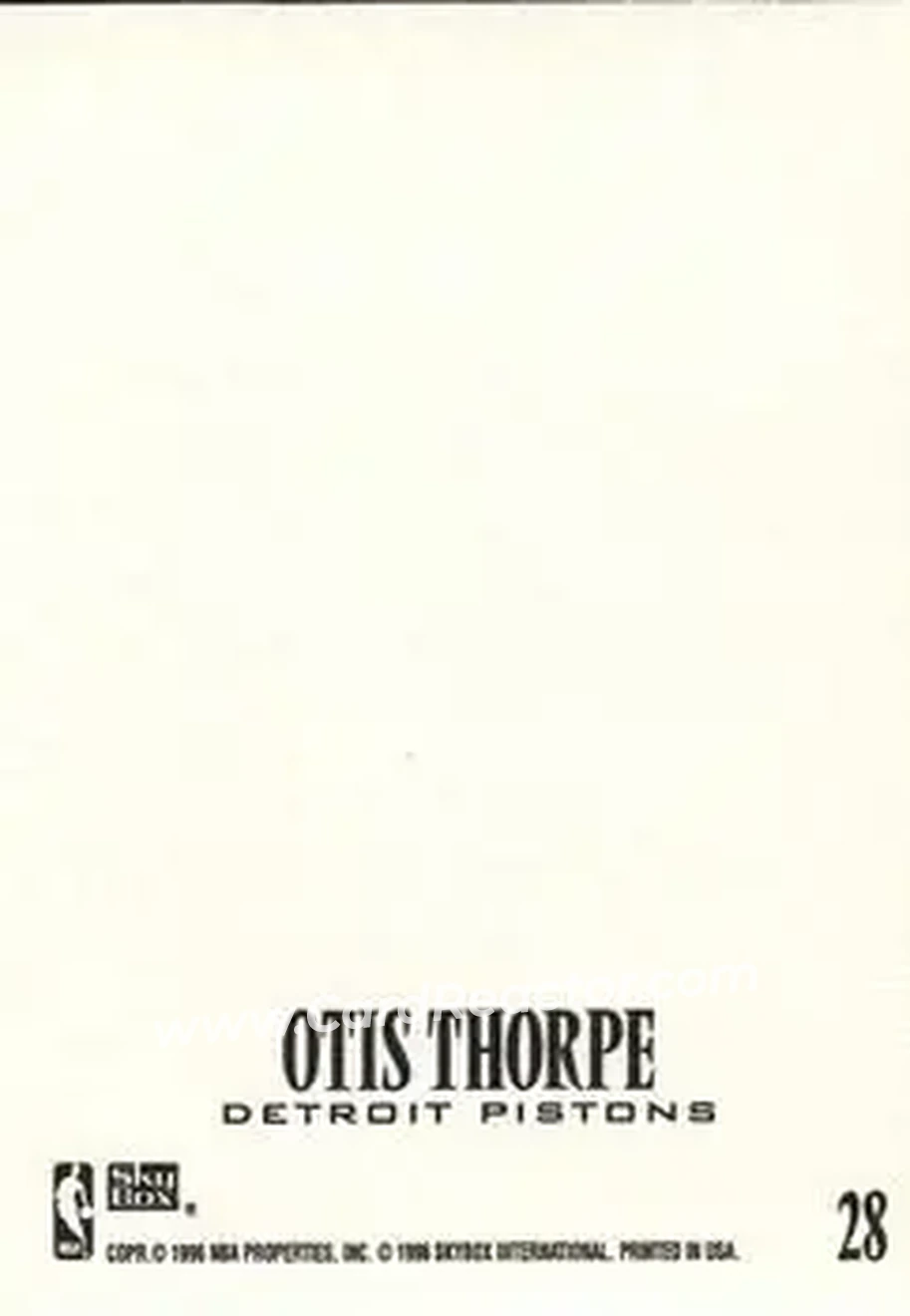 1996-97 SkyBox Z-Force - Z-Cling #28 - Otis Thorpe - Detroit Pistons - Back 1996-97 SkyBox Z-Force - Z-Cling #28 - Otis Thorpe - Detroit Pistons - Back