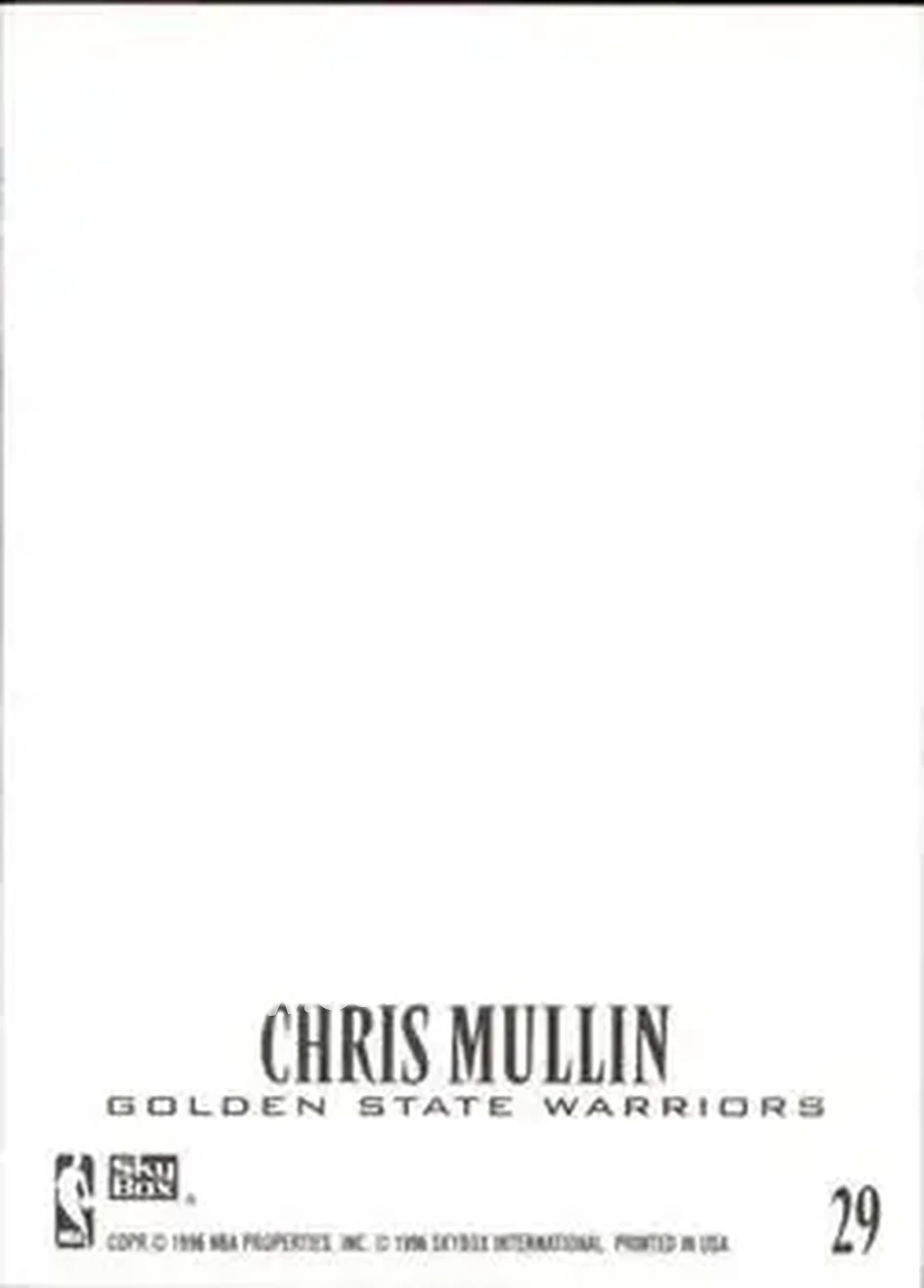 1996-97 SkyBox Z-Force - Z-Cling #29 - Chris Mullin - Golden State Warriors - Back